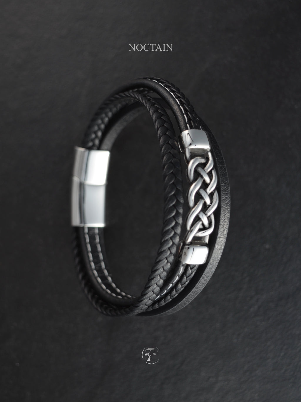 Nordic Knot - Edelstahl, Kunstleder Armband
