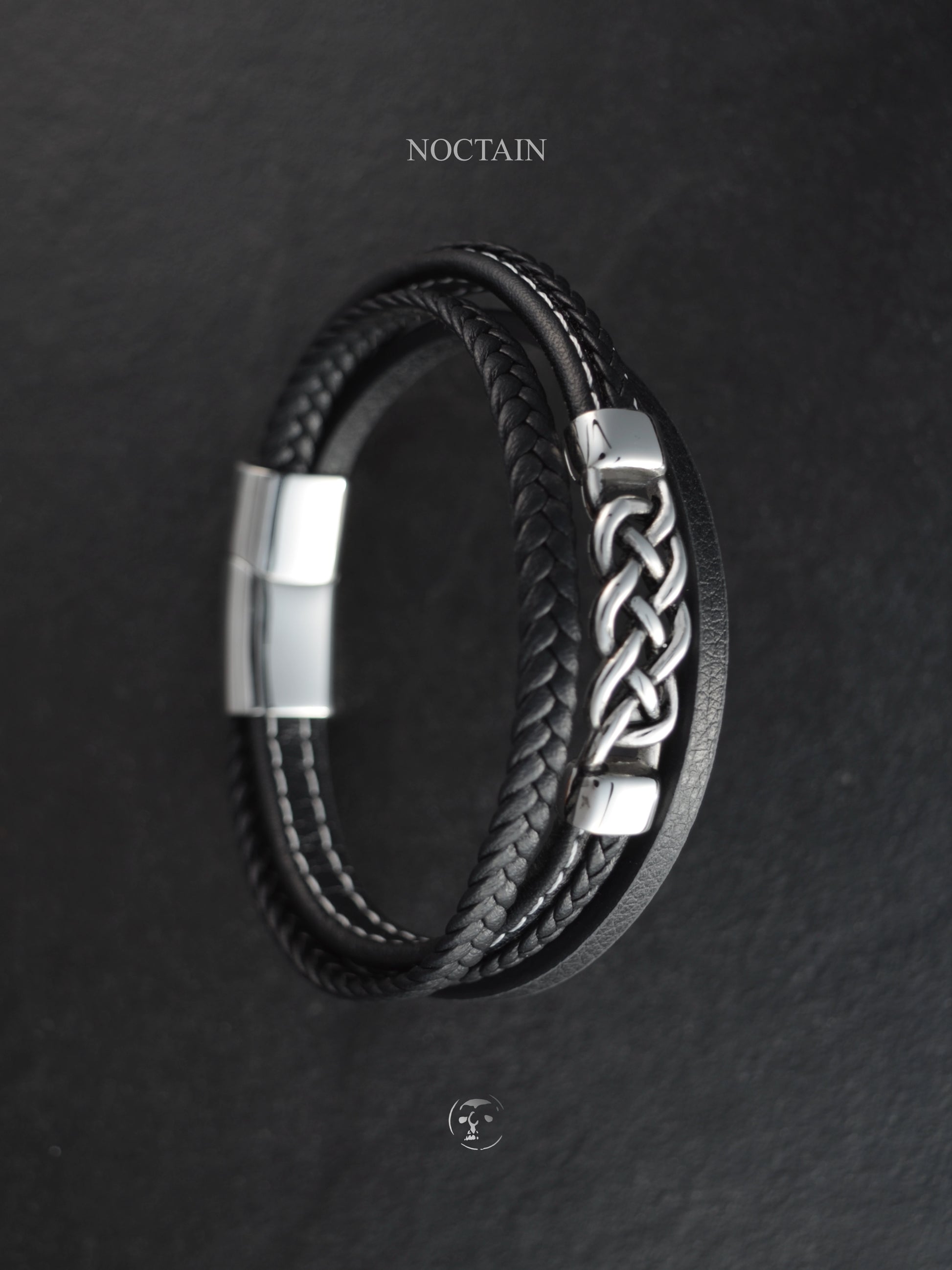 Nordic Knot - Edelstahl, Kunstleder Armband