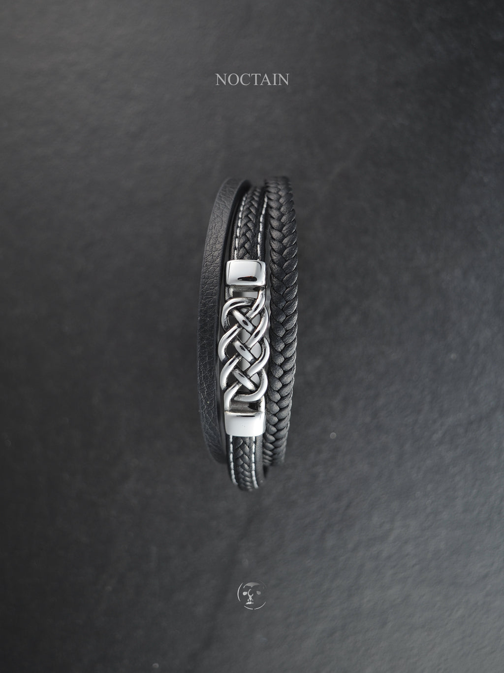 Nordic Knot - Edelstahl, Kunstleder Armband
