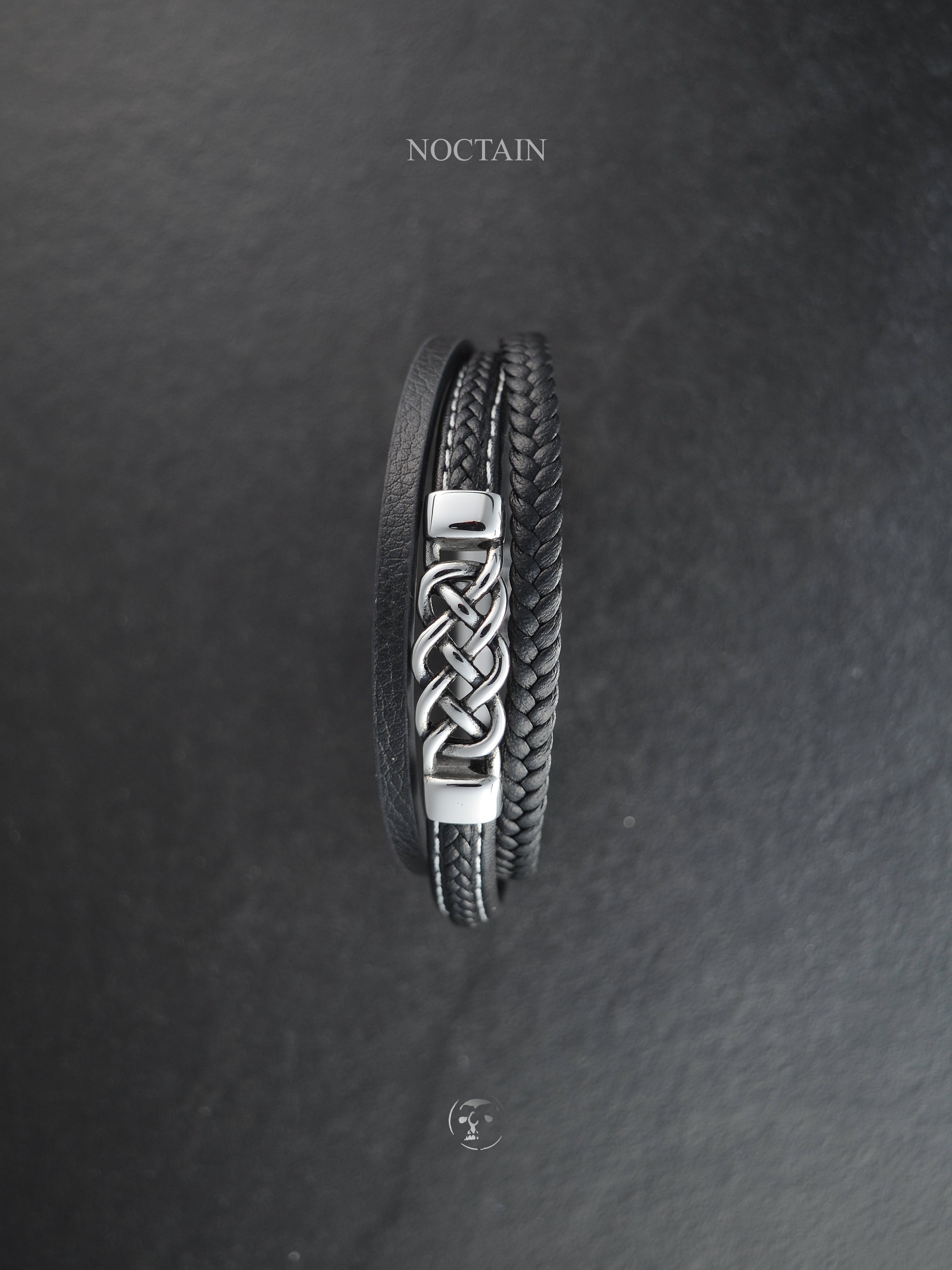 Nordic Knot - Edelstahl, Kunstleder Armband