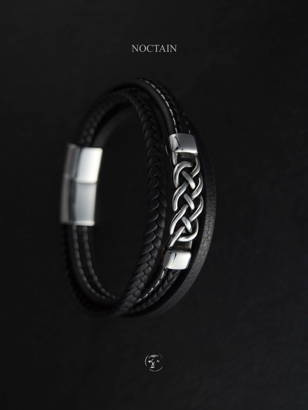 Nordic Knot - Edelstahl, Kunstleder Armband