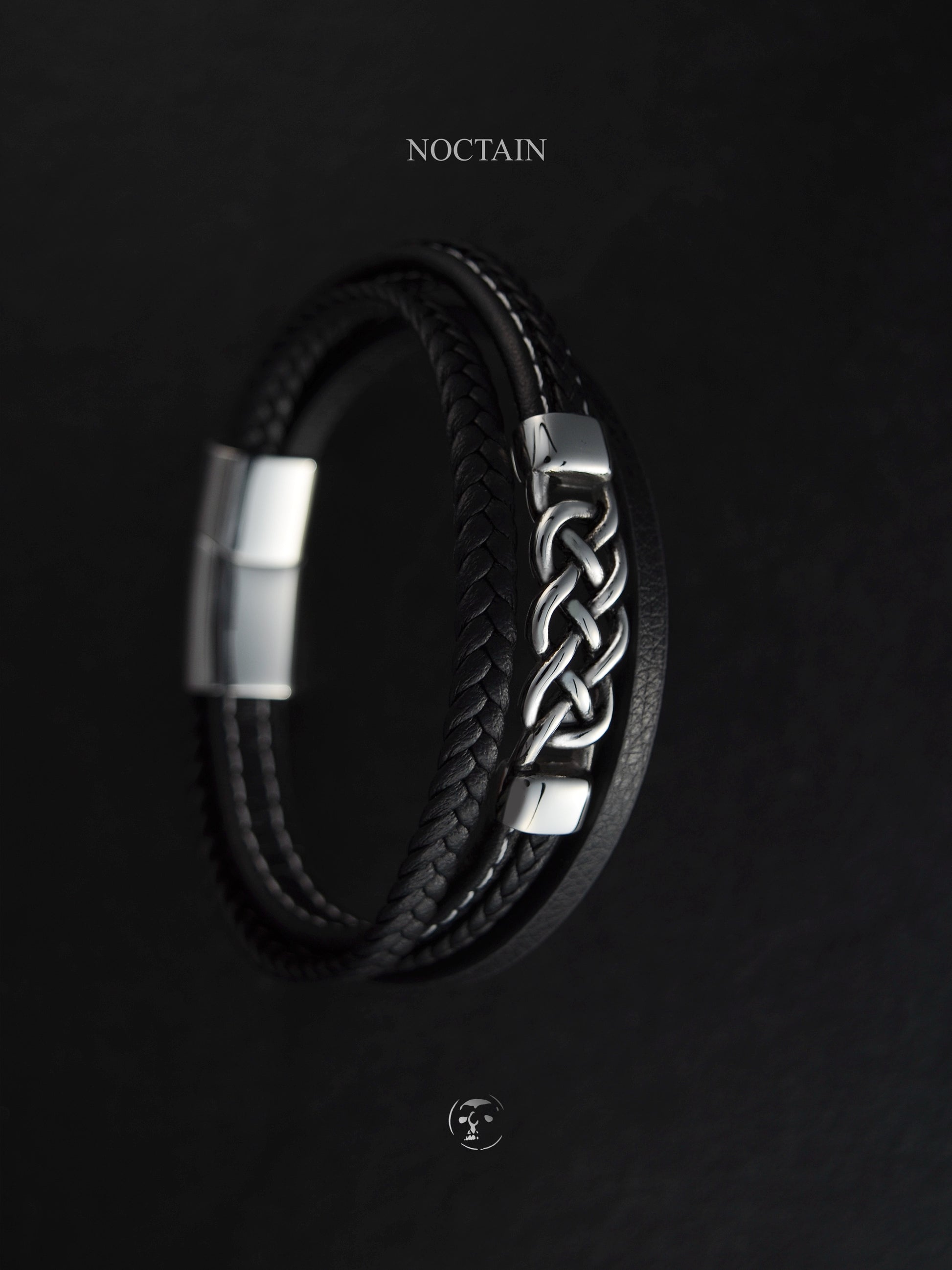 Nordic Knot - Edelstahl, Kunstleder Armband