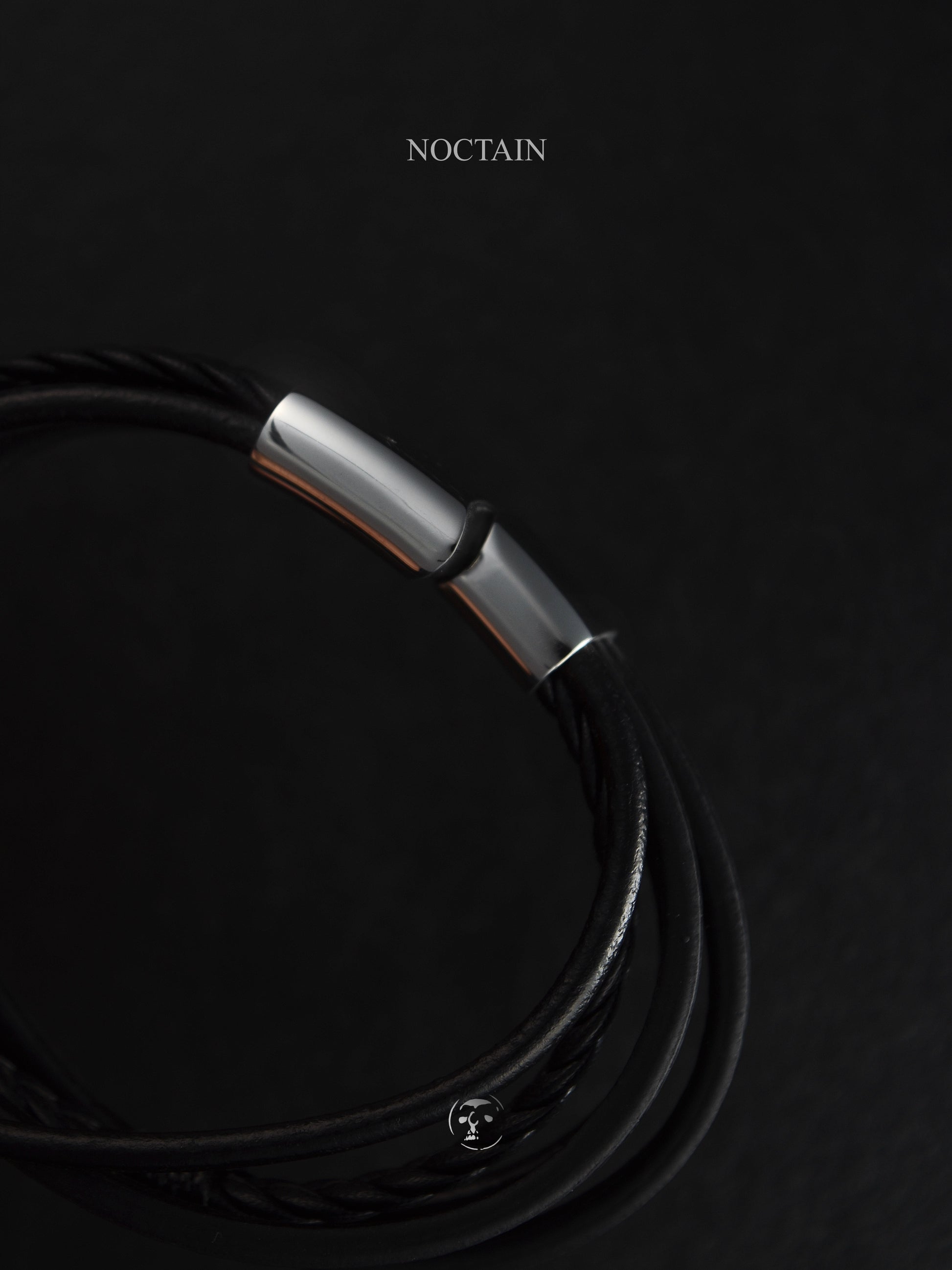 Dark Feather - Edelstahl, Kunstleder Armband