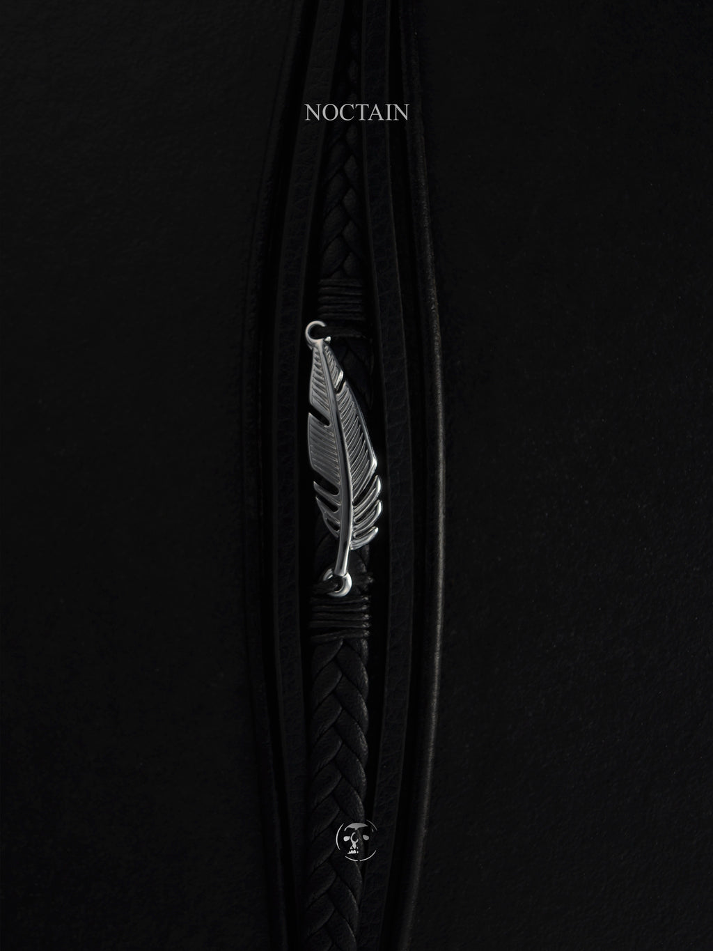 Dark Feather - Edelstahl, Kunstleder Armband
