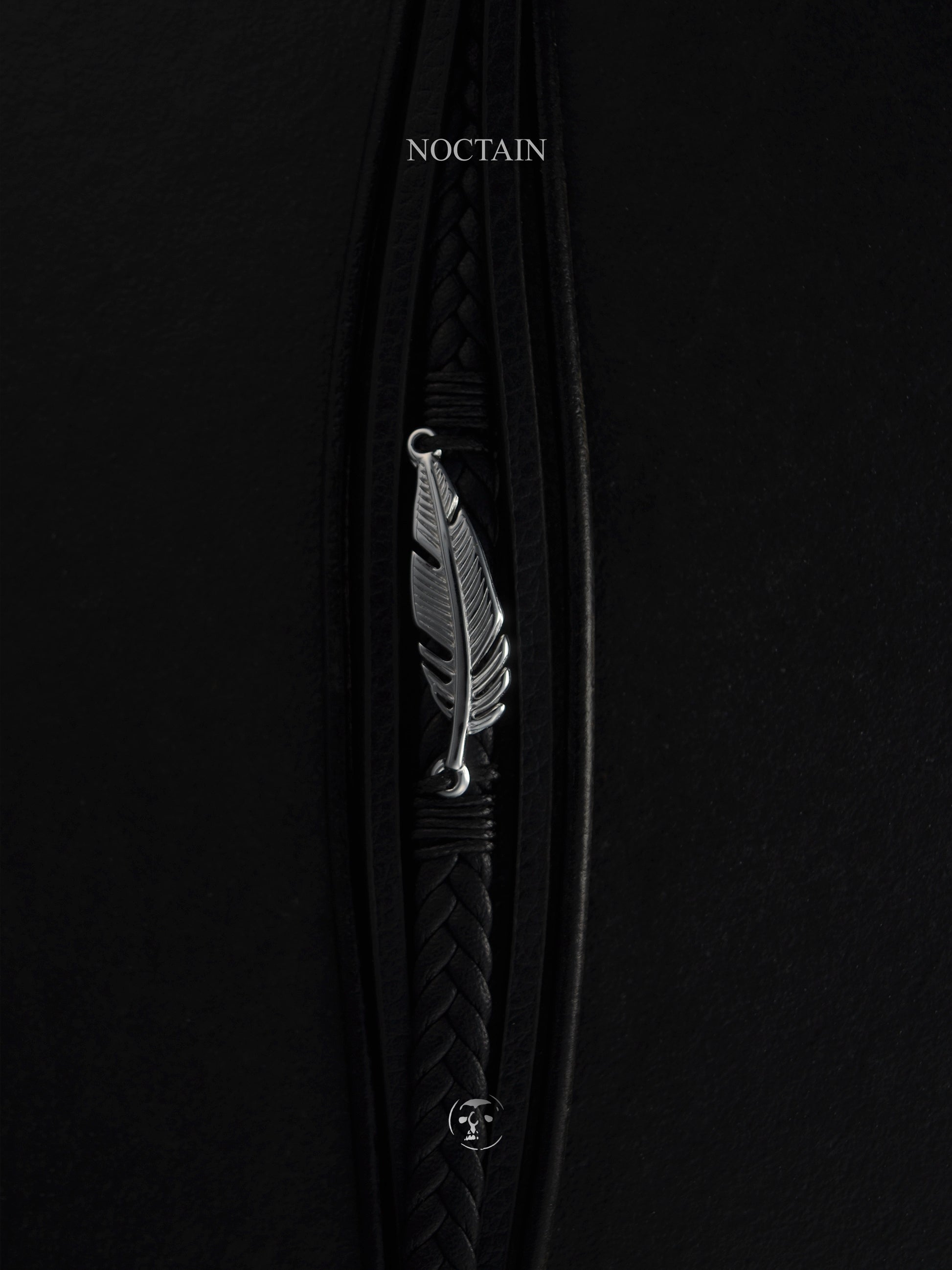 Dark Feather - Edelstahl, Kunstleder Armband
