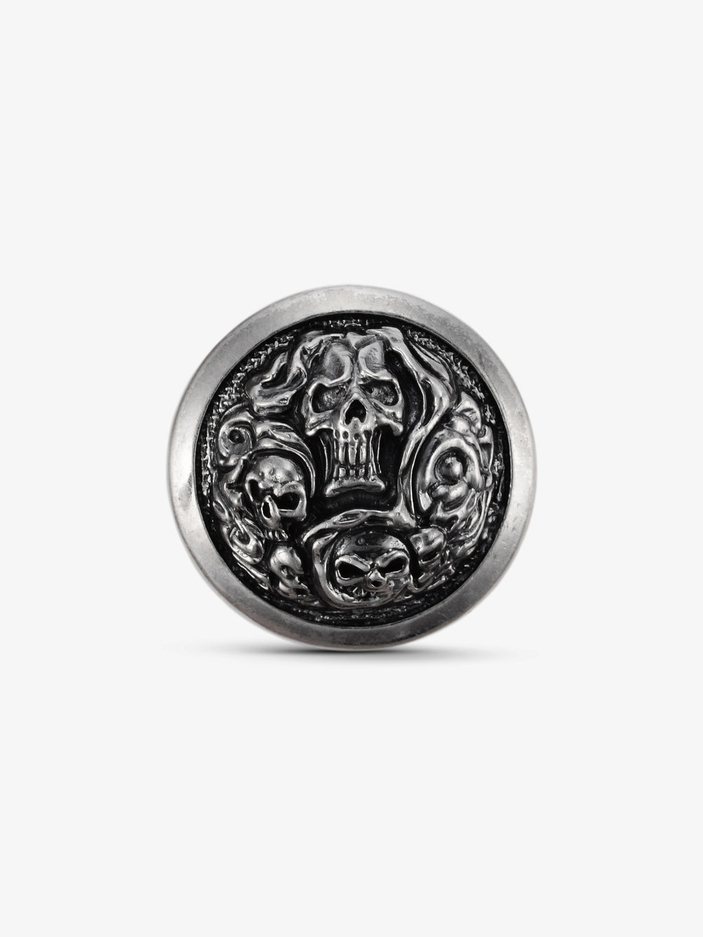 Massiver 925 Sterling Silber Concho Posion Skull auf noctain.de. Hochwertiges Accessoire für Vintage-Jeans & Leder. NEU. Side
