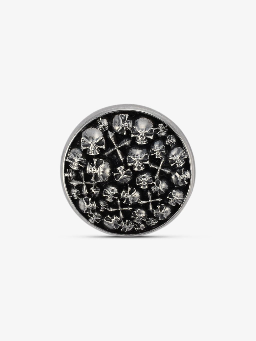 Massiver 925 Sterling Silber Concho für noctain.de. Edler Zierbeschlag mit Skull Design. Hochwertiges Accessoire für Vintage-Jeans & Leder. Jetzt kaufen. Front