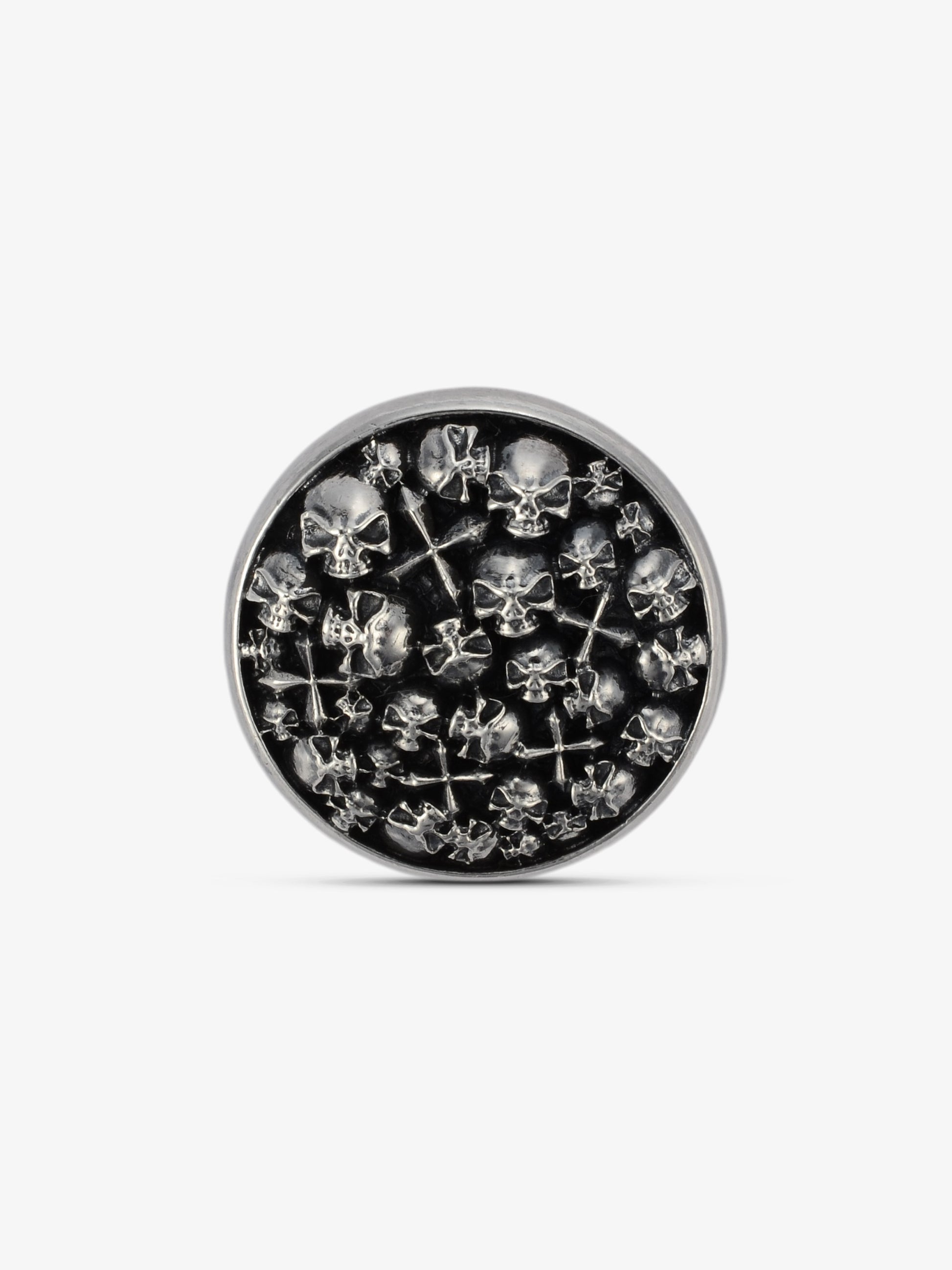 Massiver 925 Sterling Silber Concho für noctain.de. Edler Zierbeschlag mit Skull Design. Hochwertiges Accessoire für Vintage-Jeans & Leder. Jetzt kaufen. Front