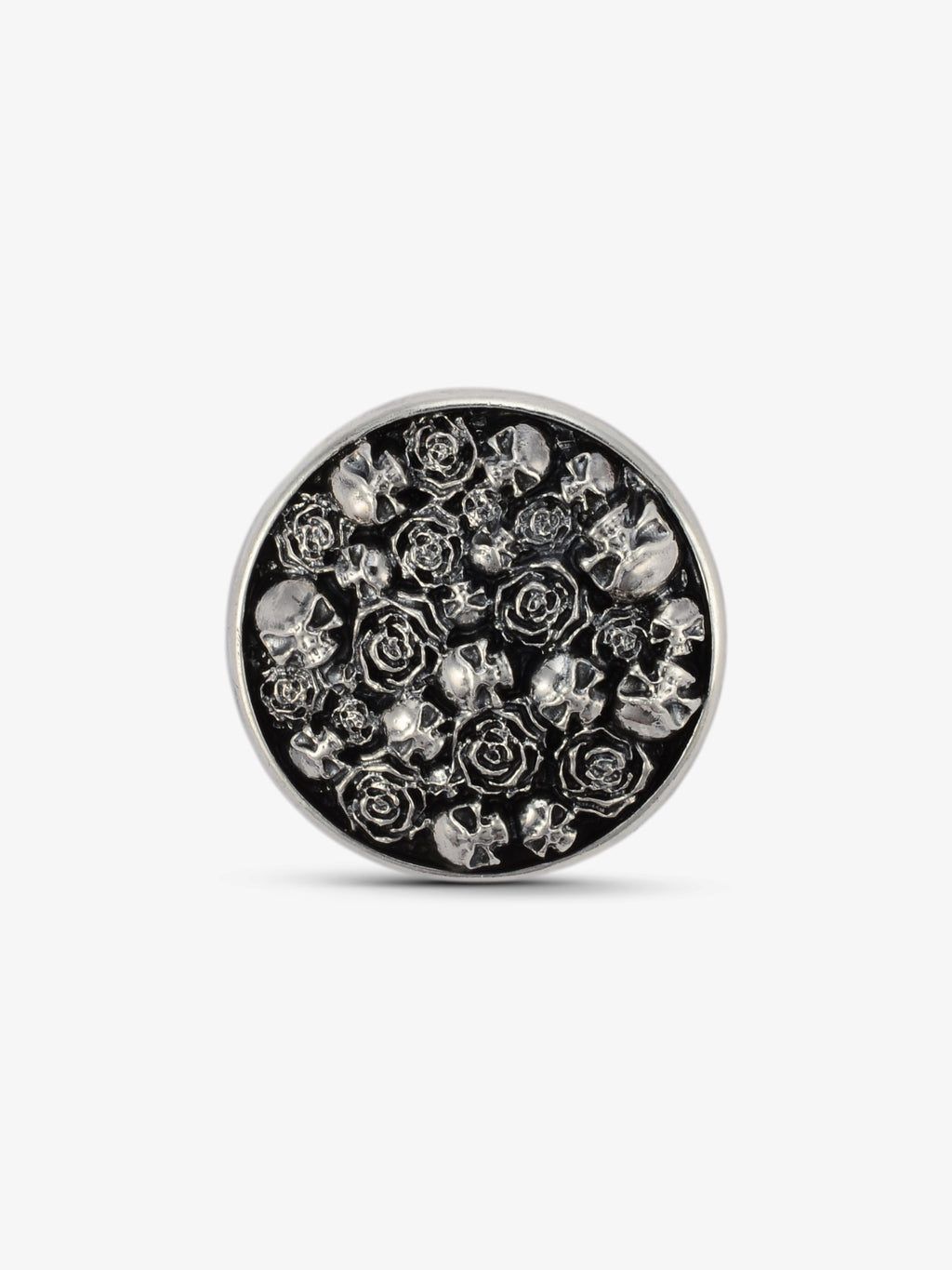 Massiver 925 Sterling Silber Concho Totenkopf & Rose für noctain.de. Hochwertiges Accessoire für Vintage-Jeans & Leder. NEU. Front