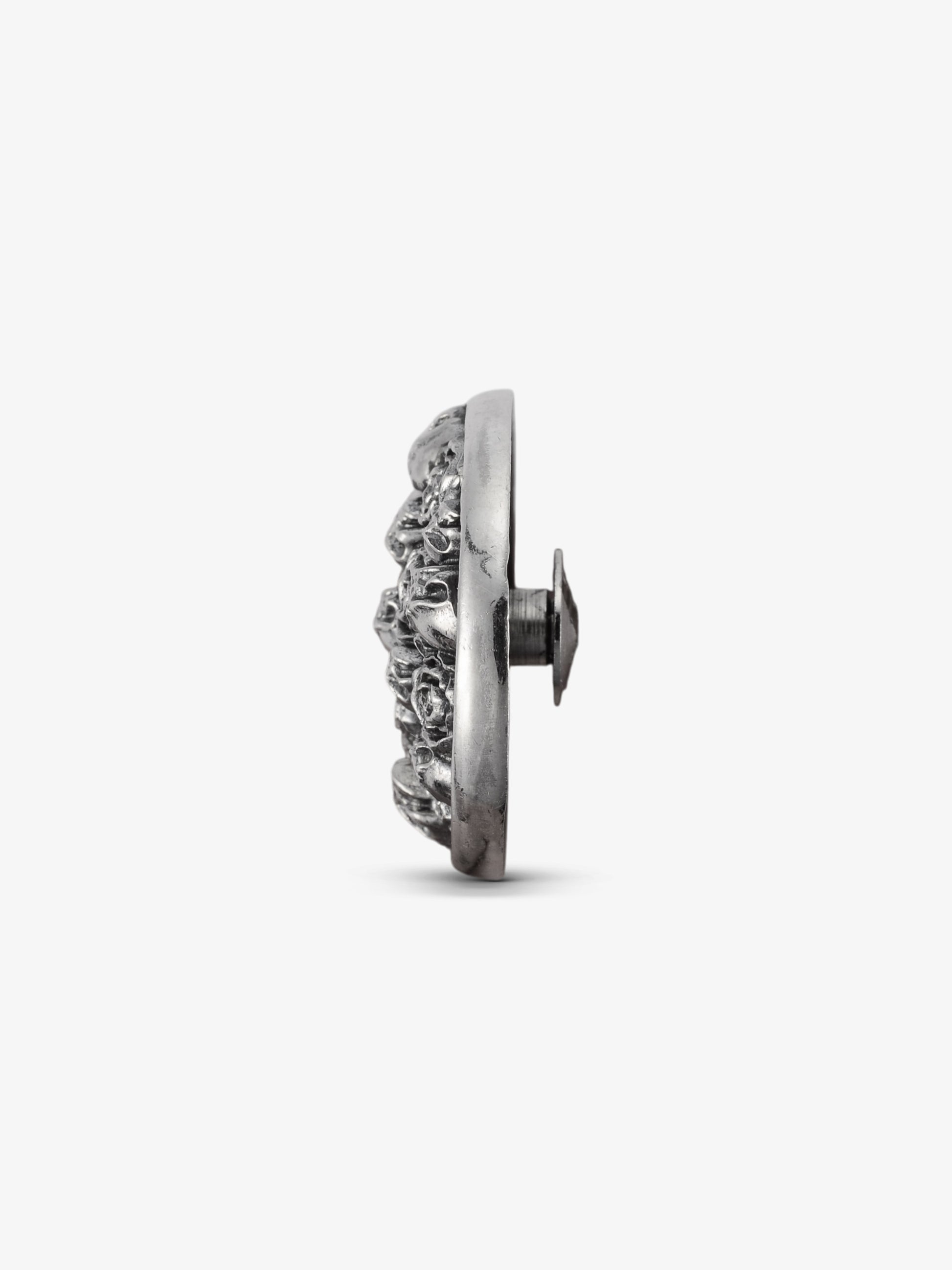 Massiver 925 Sterling Silber Concho Totenkopf & Rose für noctain.de. Hochwertiges Accessoire für Vintage-Jeans & Leder. NEU. Seitenansicht
