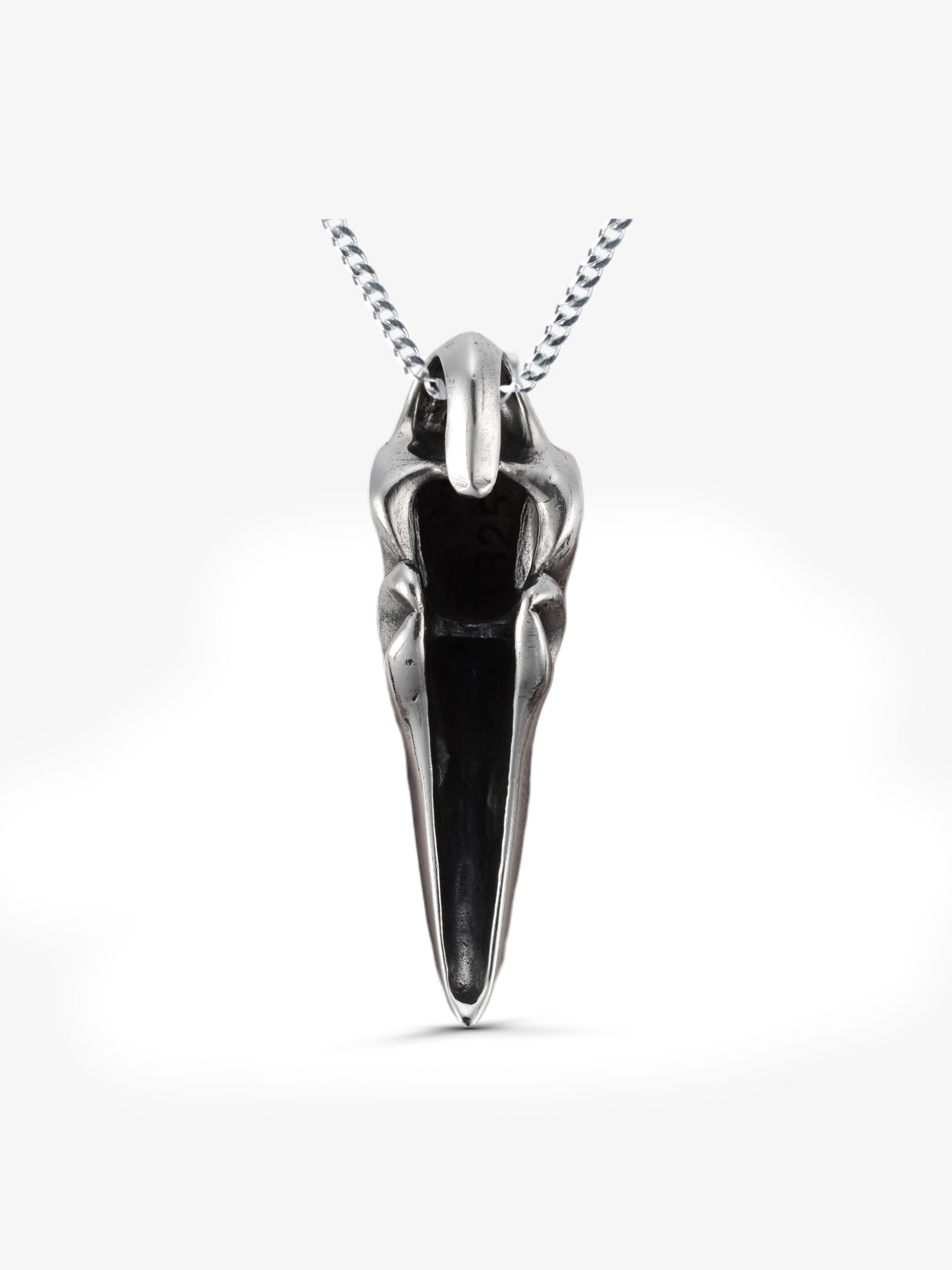 Noctain Ketten Anhänger 925 Sterling Silber Krähe mit schwarzen Onyx Steinen Back