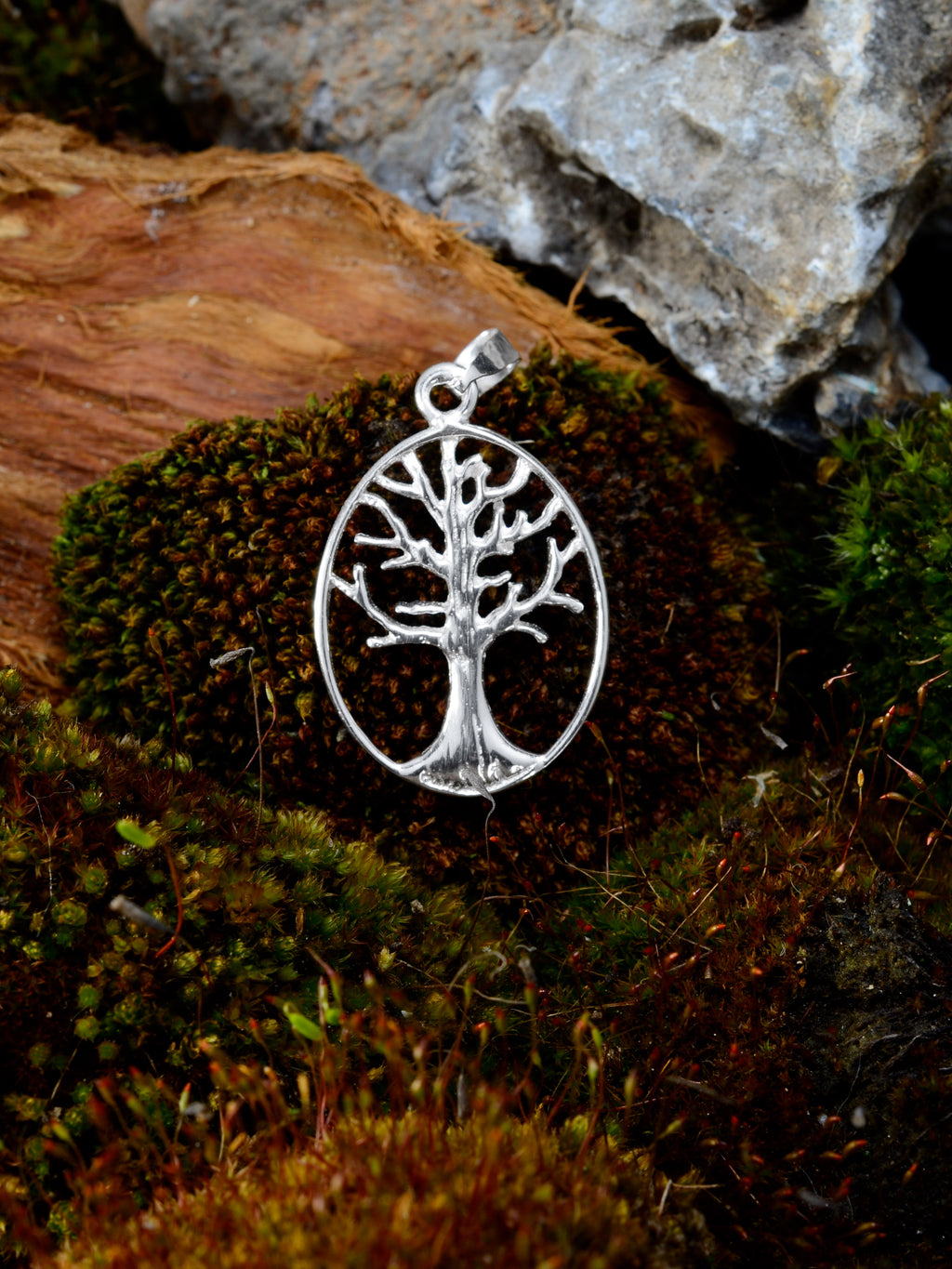 Anhänger Lebensbaum „Elowen” oval klein