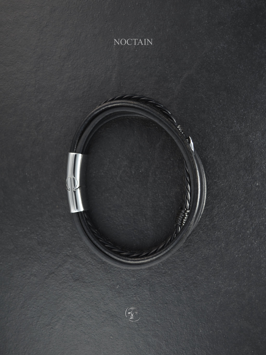 Dark Feather - Edelstahl, Kunstleder Armband