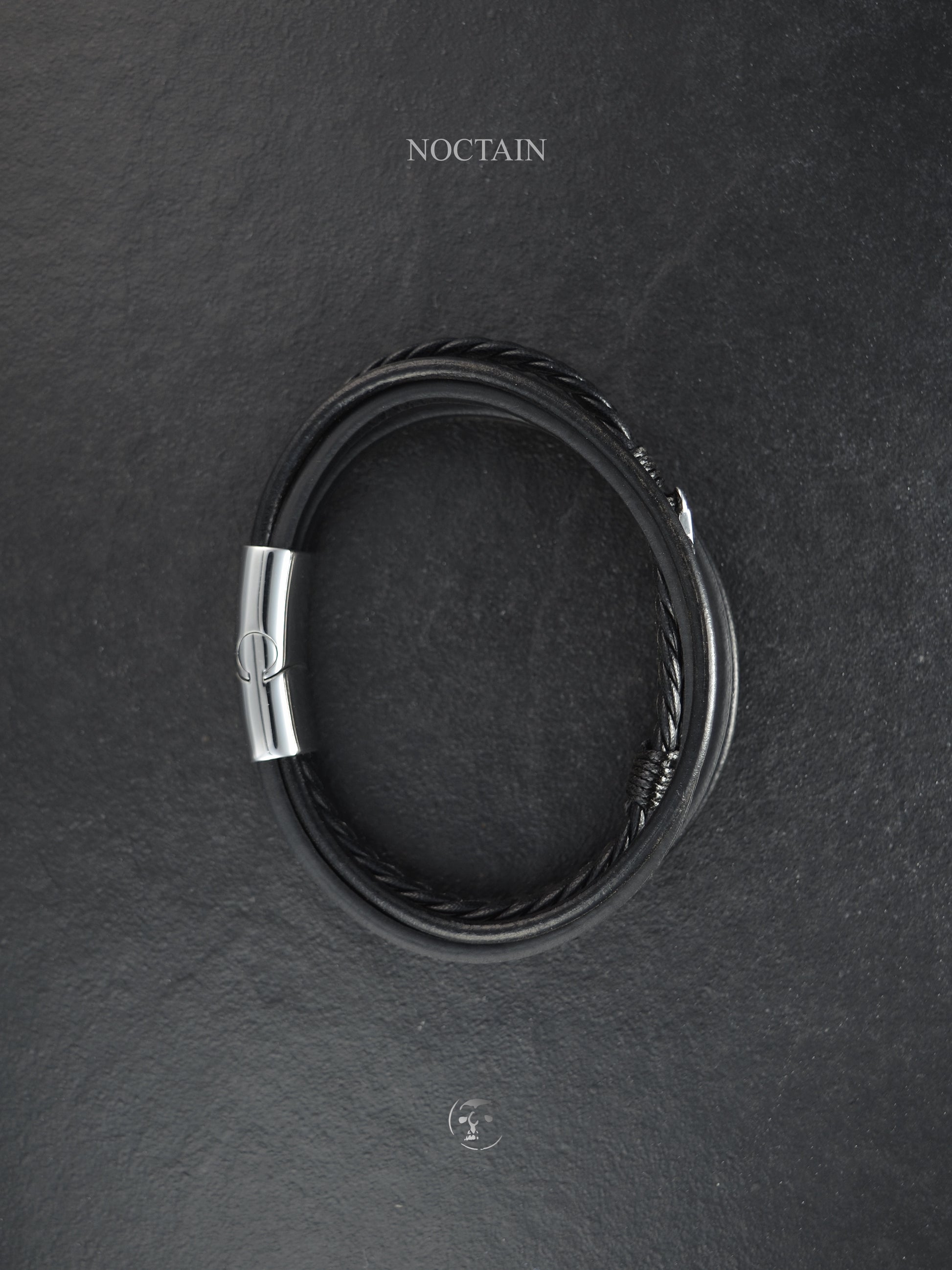 Dark Feather - Edelstahl, Kunstleder Armband