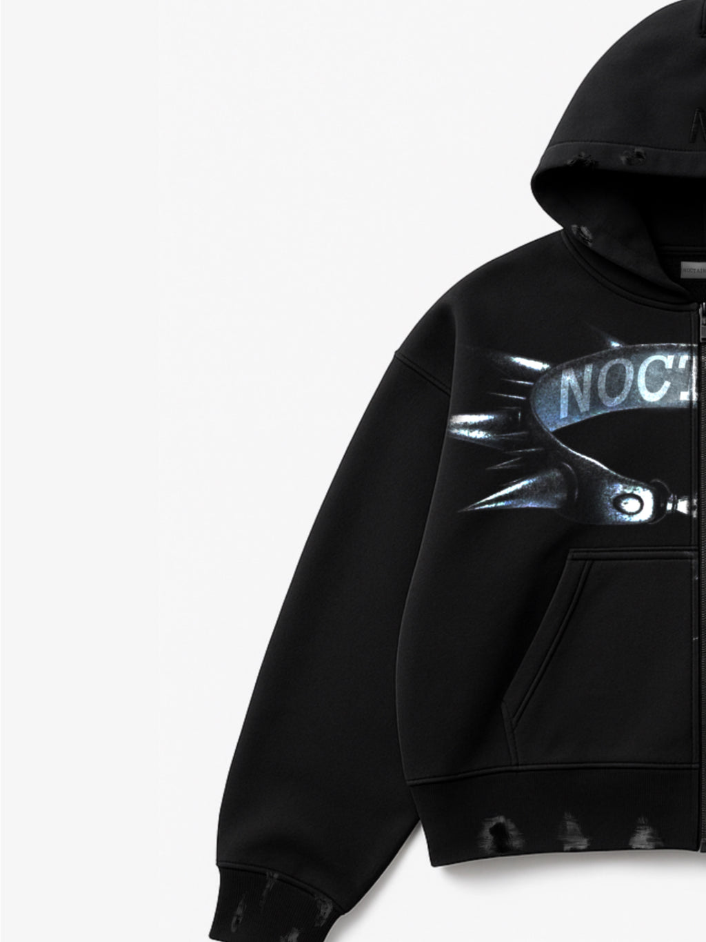 Spiked Choker Zip Hoodie