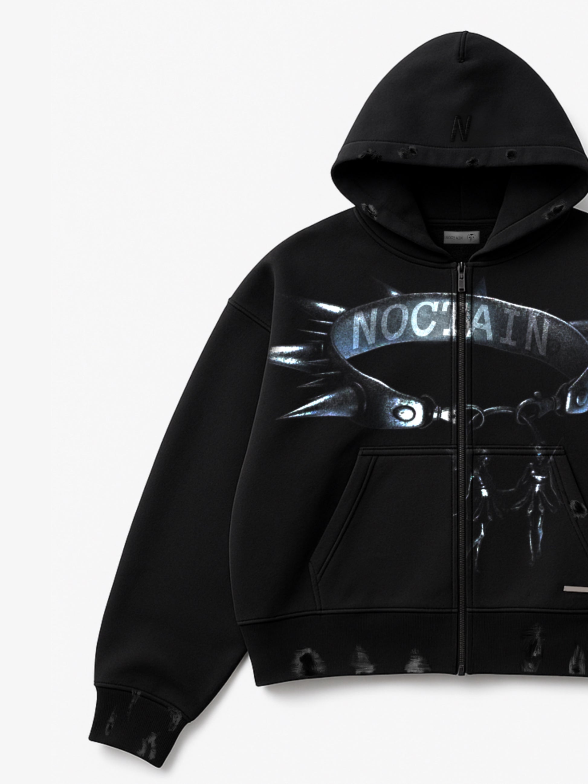 Spiked Choker Zip Hoodie