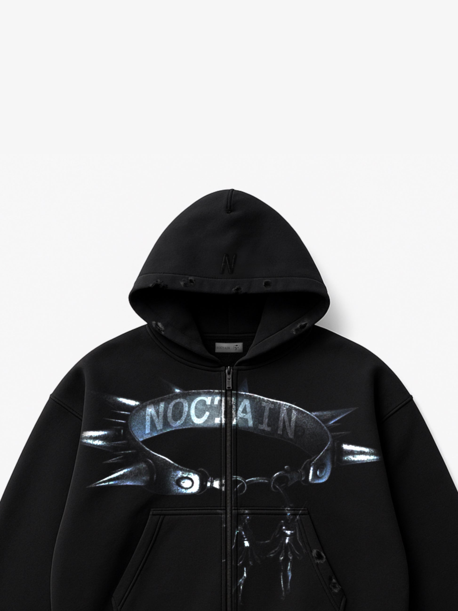 Spiked Choker Zip Hoodie