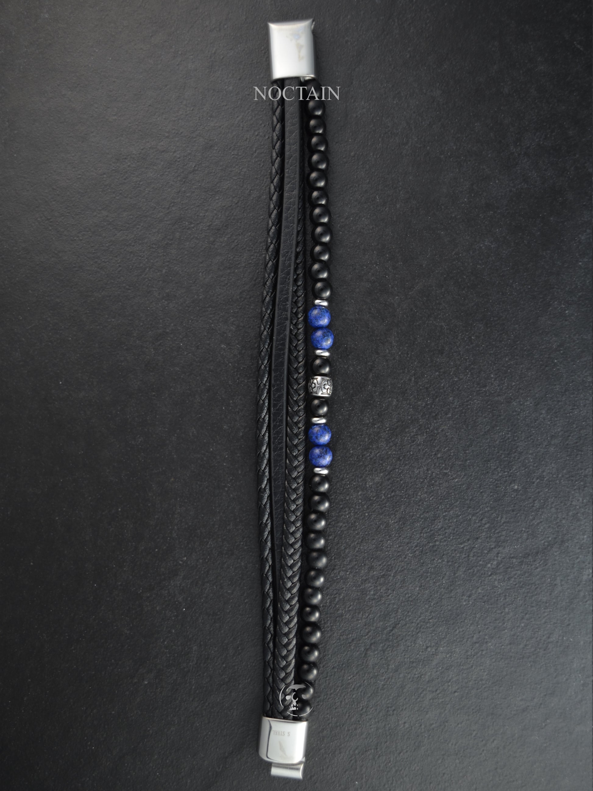 Blue Horizon - Edelstahl, Kunstleder Armband