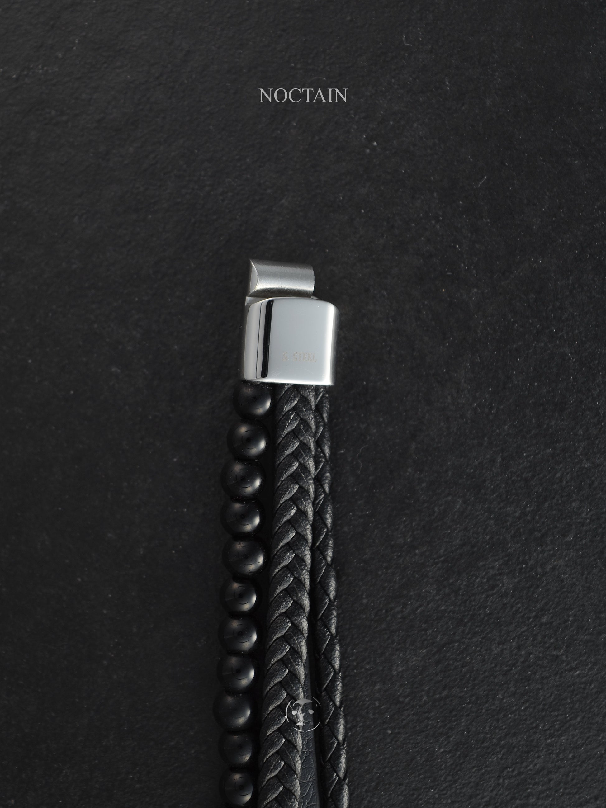 Blue Horizon - Edelstahl, Kunstleder Armband