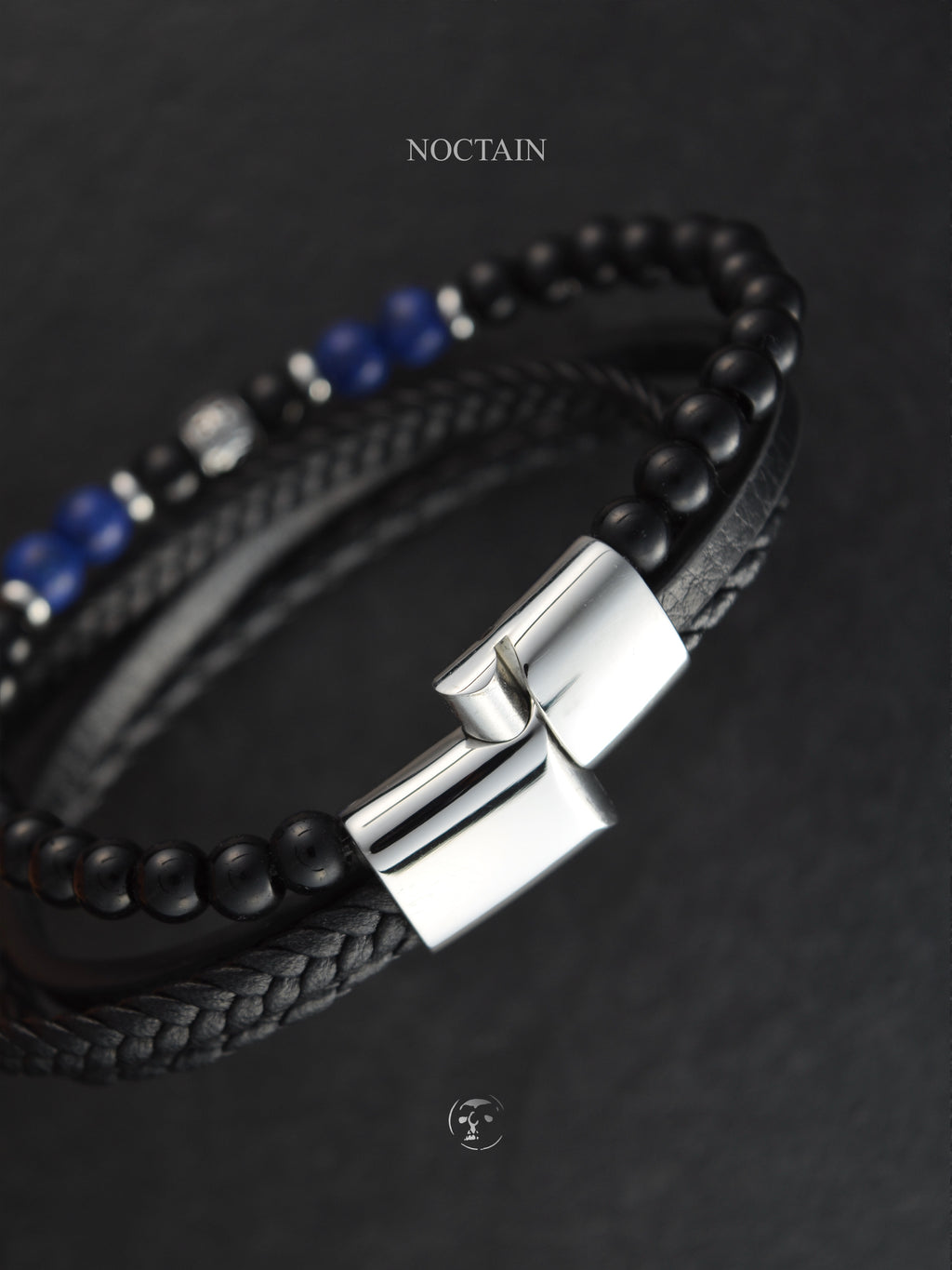 Blue Horizon - Edelstahl, Kunstleder Armband