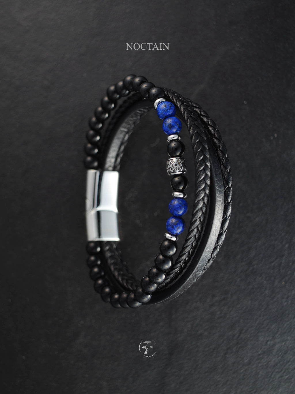Blue Horizon - Edelstahl, Kunstleder Armband