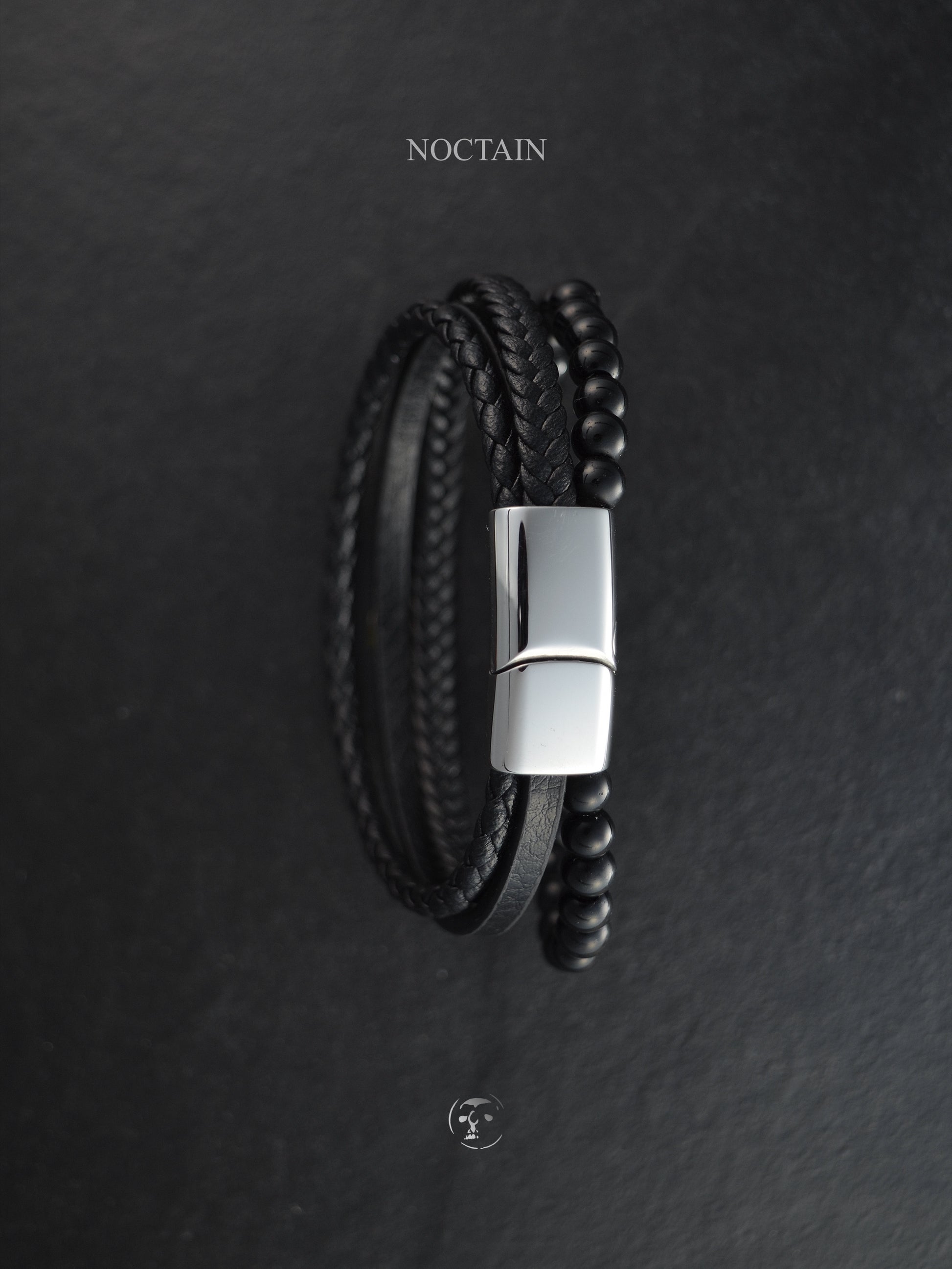 Blue Horizon - Edelstahl, Kunstleder Armband
