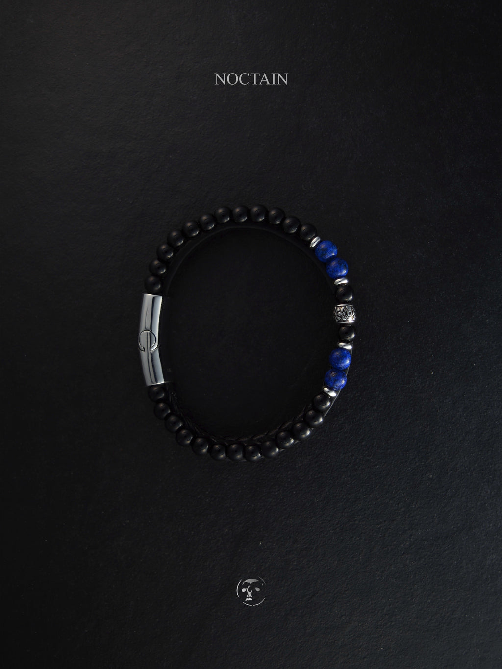 Blue Horizon - Edelstahl, Kunstleder Armband