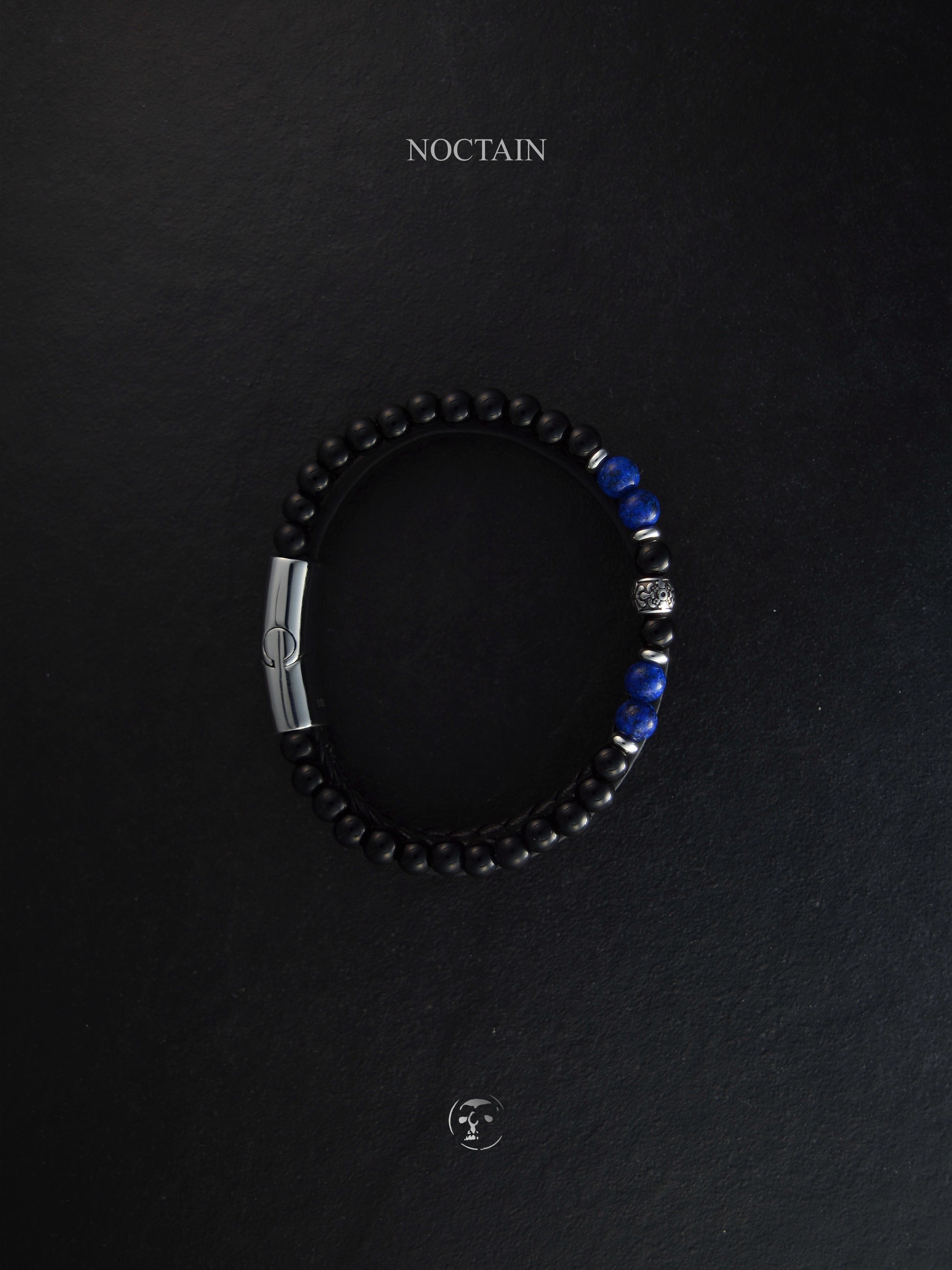 Blue Horizon - Edelstahl, Kunstleder Armband