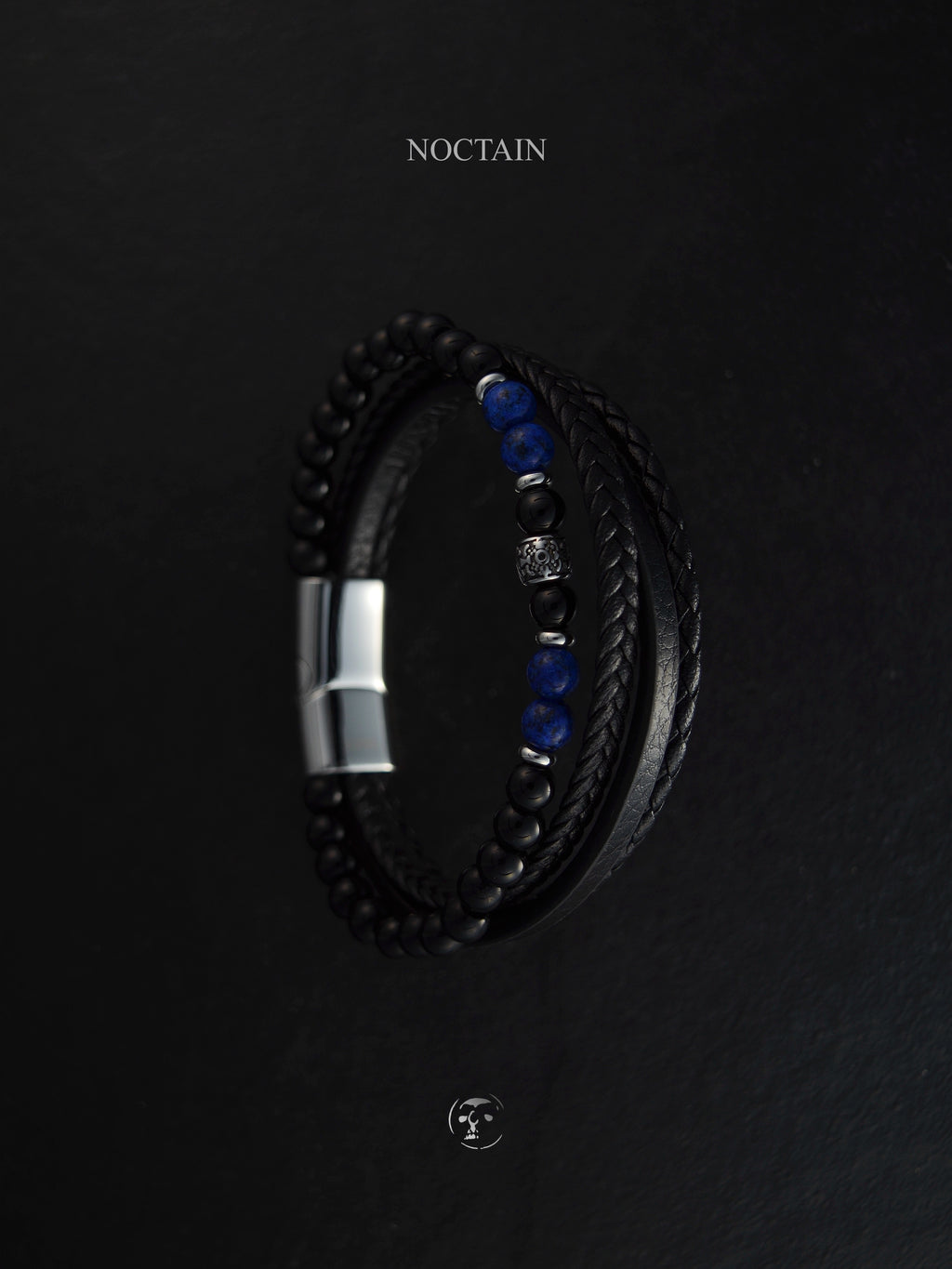 Blue Horizon - Edelstahl, Kunstleder Armband