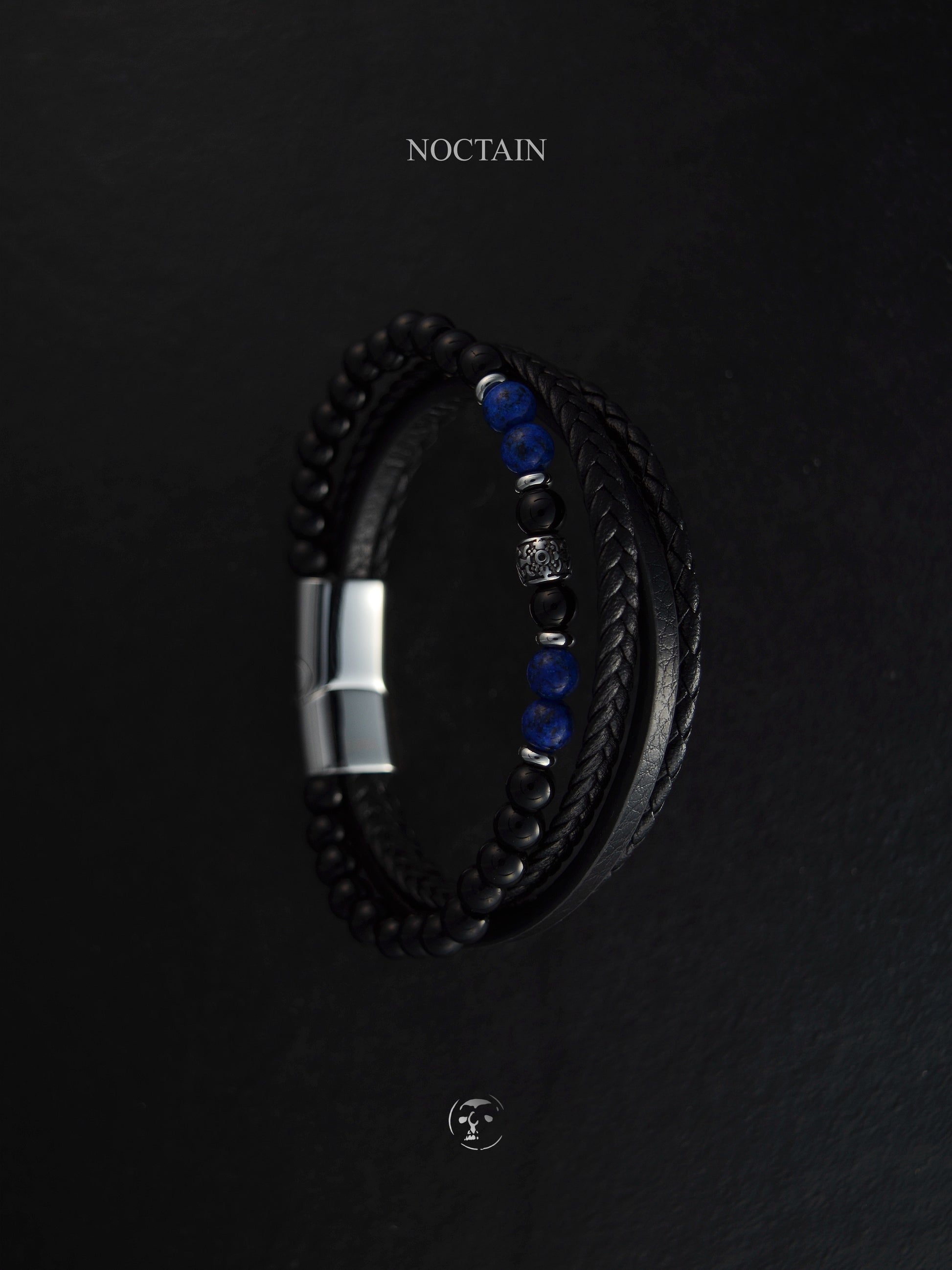 Blue Horizon - Edelstahl, Kunstleder Armband