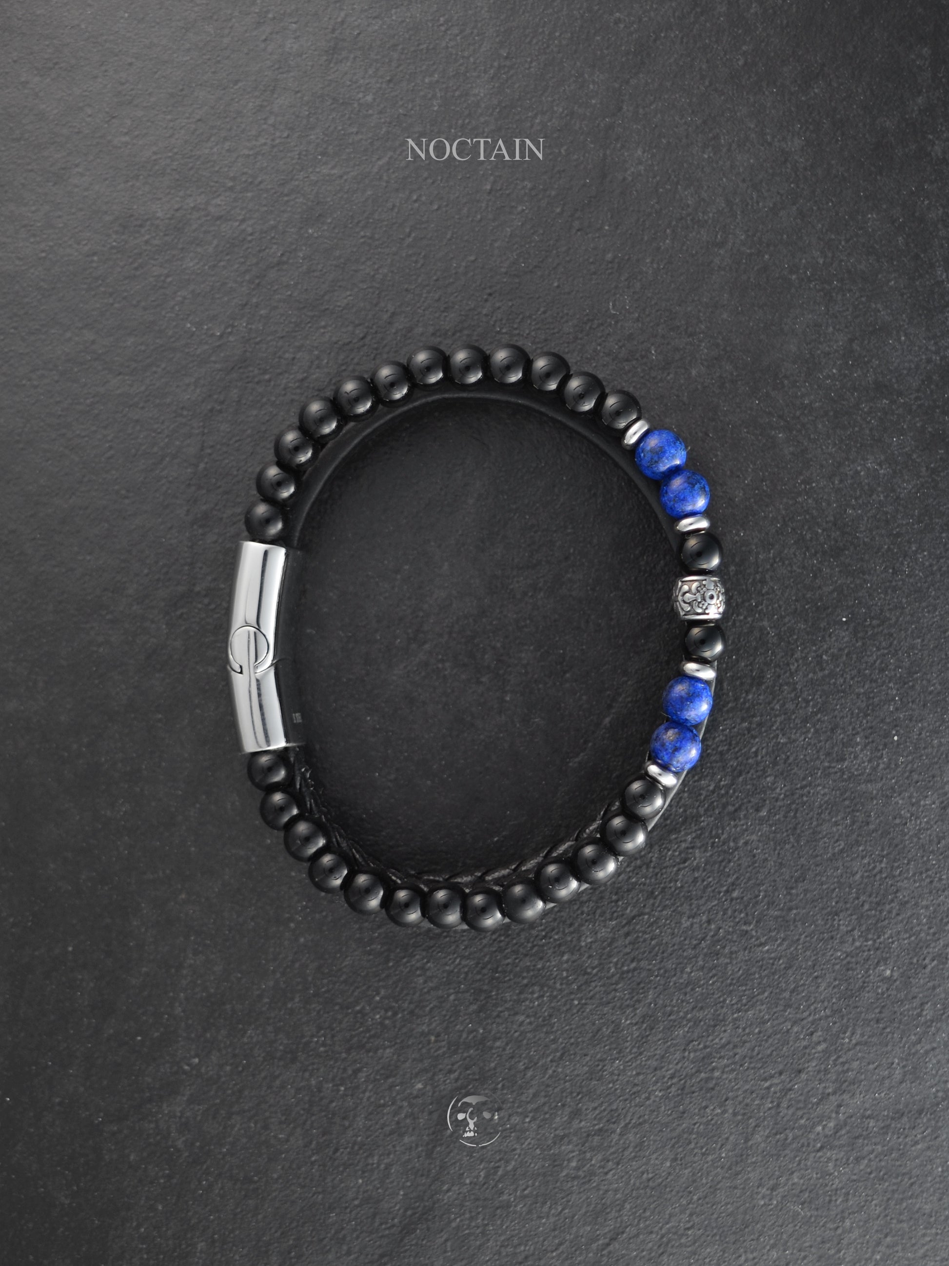 Blue Horizon - Edelstahl, Kunstleder Armband