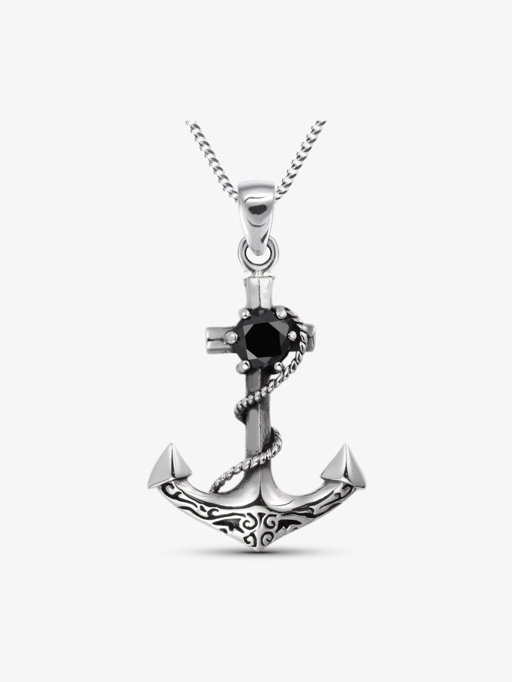 Noctain - Anker Anhänger 925 Sterling SIlber Onyx Damen Herren Neu