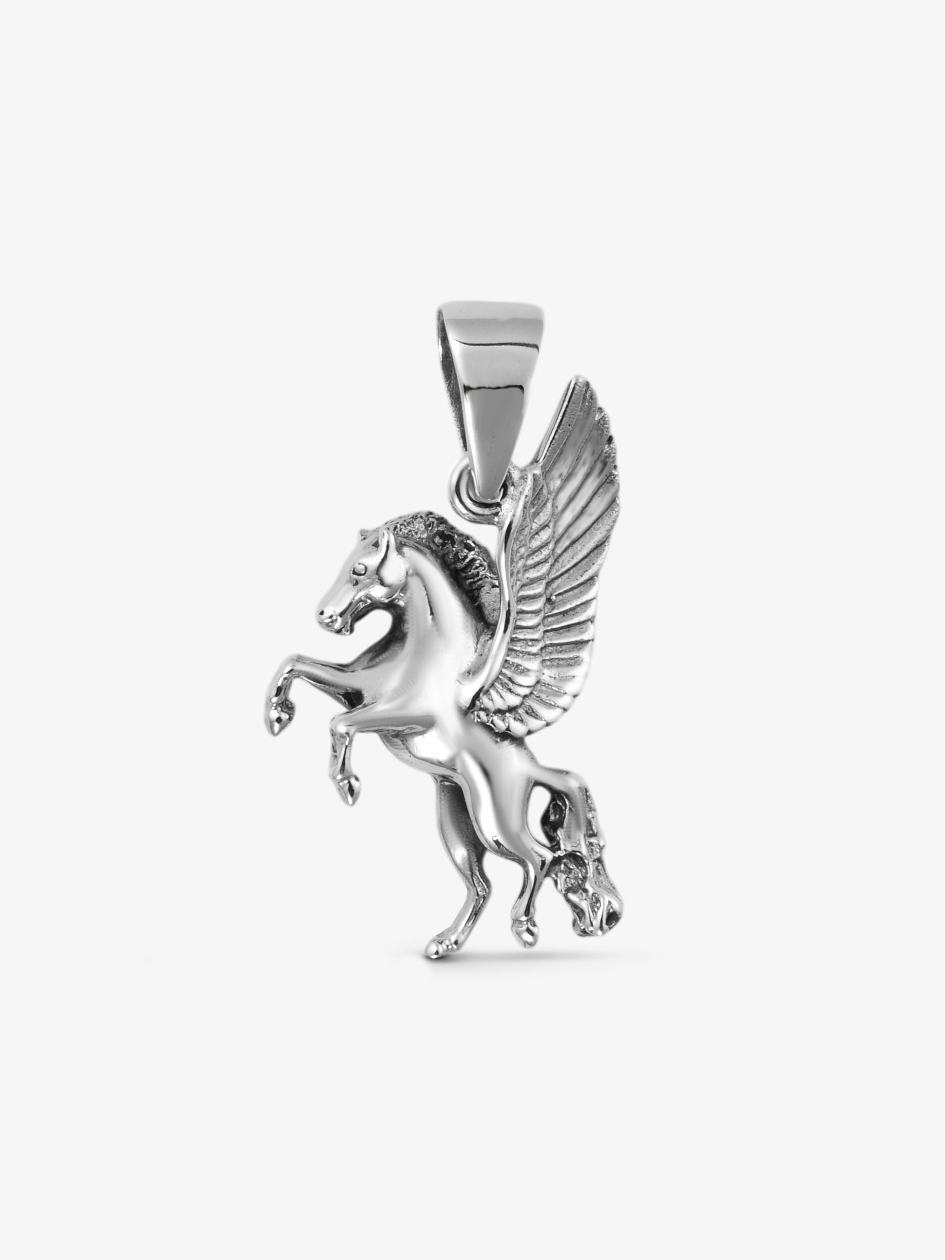 noctain Anhänger Pegasus aus echtem 925 Sterling Silber, fliegendes Pferd mit Flügeln, Premium Schmuck Design für Herren Damen und Kids, mythologisches Fabelwesen Silberanhänger AH-S-17