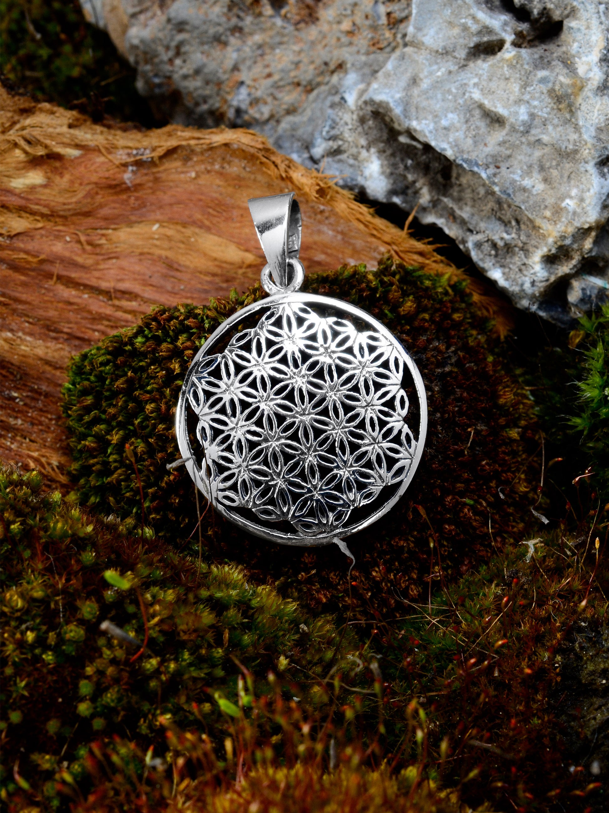 Noctain Lebensbaum Anhänger 925 Sterling Silber Damen Herren Natur poliert