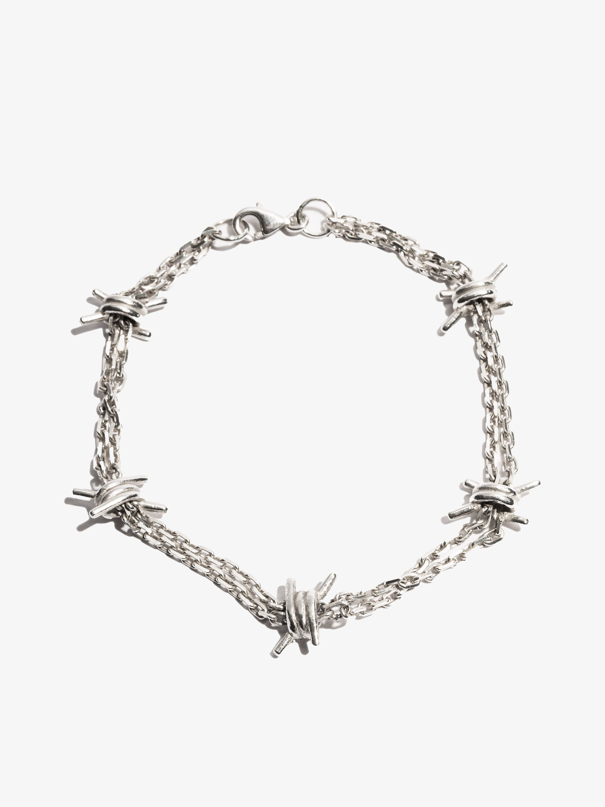 Noctain x SEBAMAKES Stacheldraht Armkette aus hochwertigem 925 Sterling Silber, handgefertigt in Italien Komplettansicht