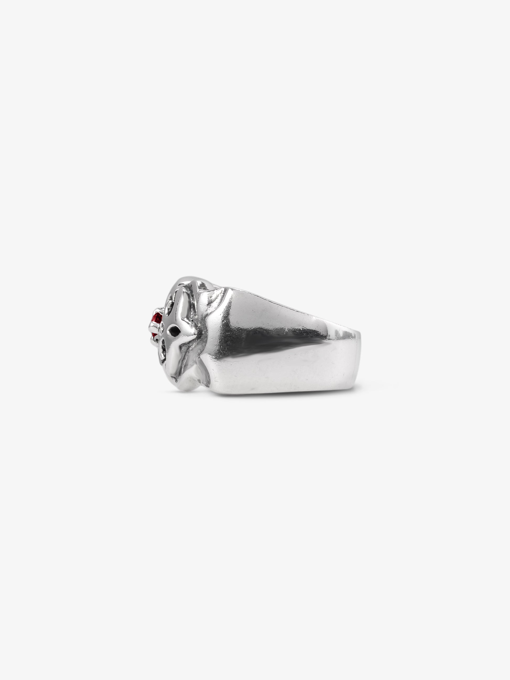Noctain Ring „Ravaryn” 925 Sterling Silber Premium - Massiver Ring mit kleinem roten Stein. Opium / Gothic Seitenansicht