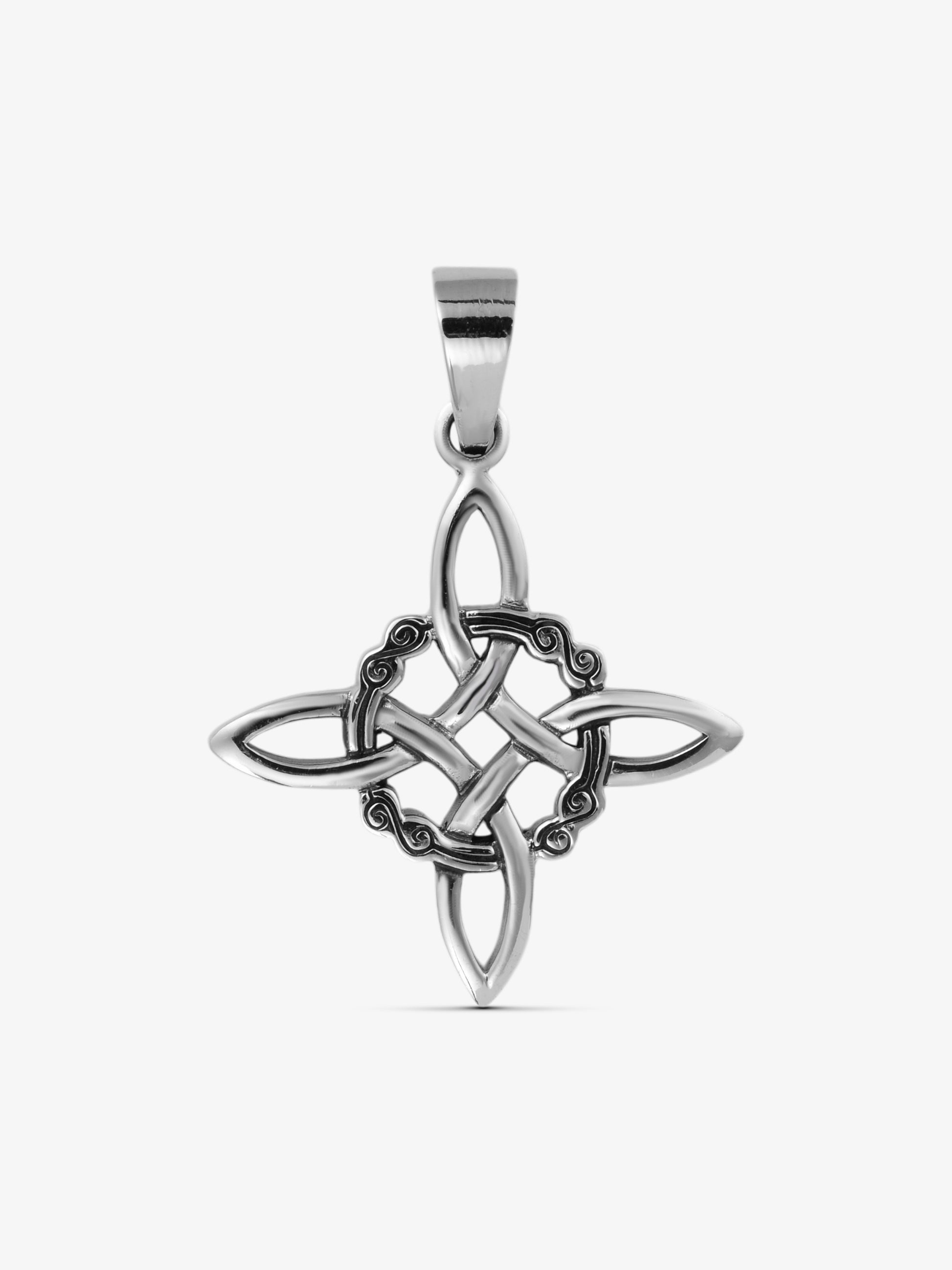 noctain Hexenknoten Anhänger aus echtem 925 Sterling Silber, keltischer Knoten im Kreuz-Design, mystisches Schutzsymbol und Wikinger Schmuck für Damen und Herren