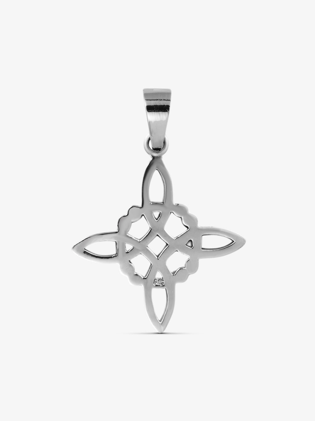 noctain Hexenknoten Anhänger aus echtem 925 Sterling Silber, keltischer Knoten im Kreuz-Design, mystisches Schutzsymbol und Wikinger Schmuck für Damen und Herren Rückseite