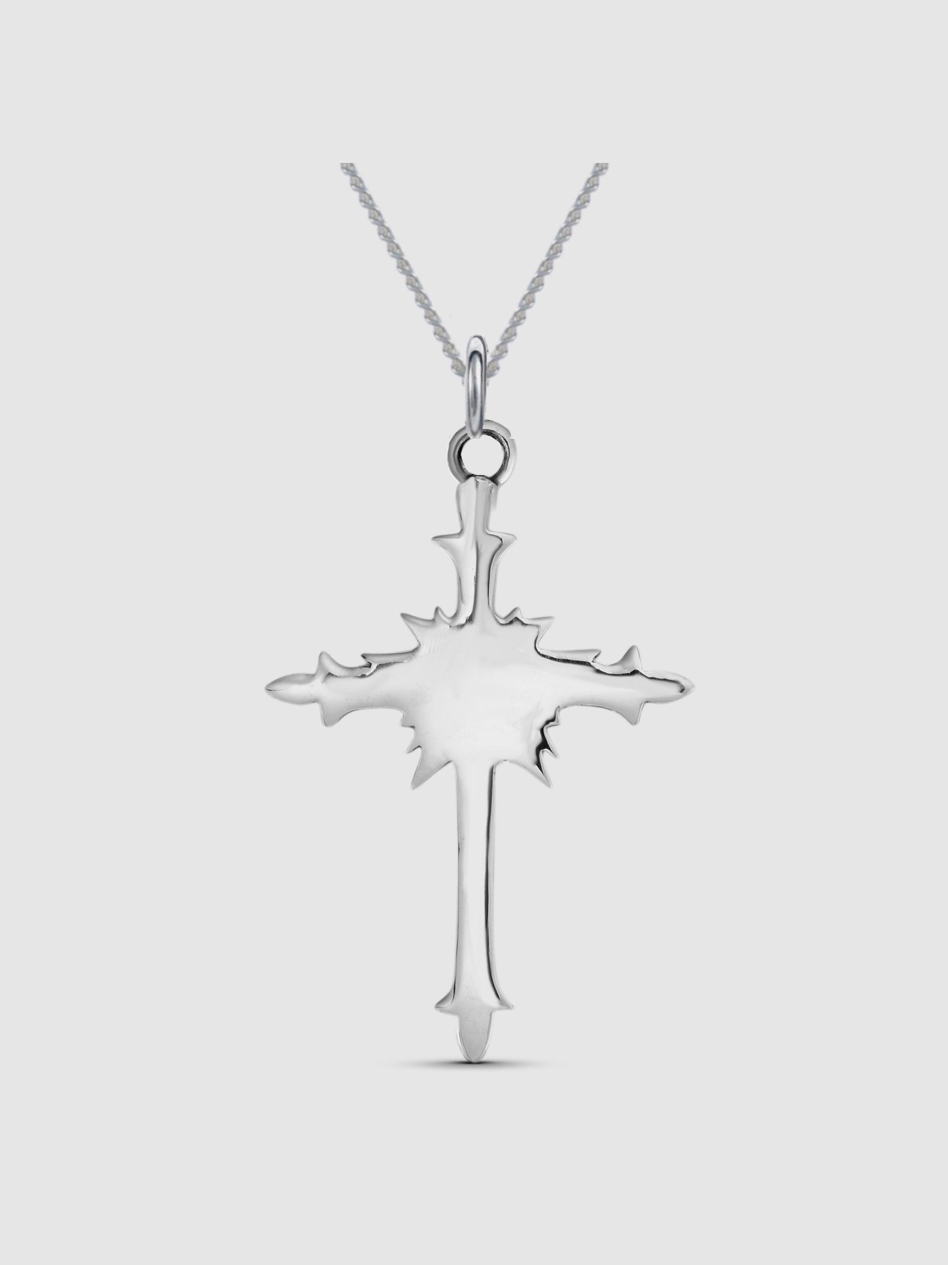 noctain Kreuz Anhänger mit Pentagramm aus 925 Sterling Silber, detaillierter Gothic Schmuck mit okkultem Symbol, massiver Silberanhänger für Damen und Herren im Rocker Style